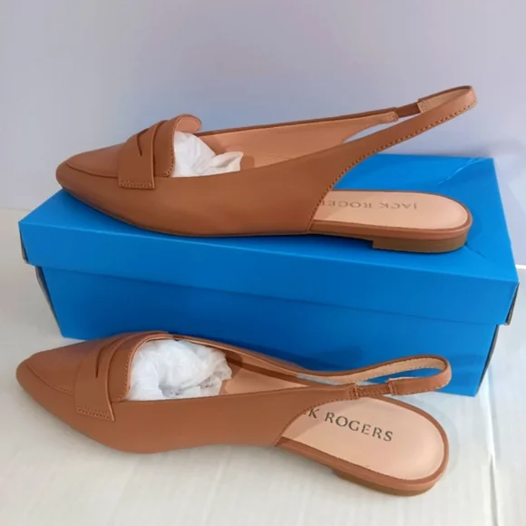 Jack Rogers Women's (Size 9.5M) Cafe Au Lait Pennie Slingback Flats (NWT) - Picture 2 of 4